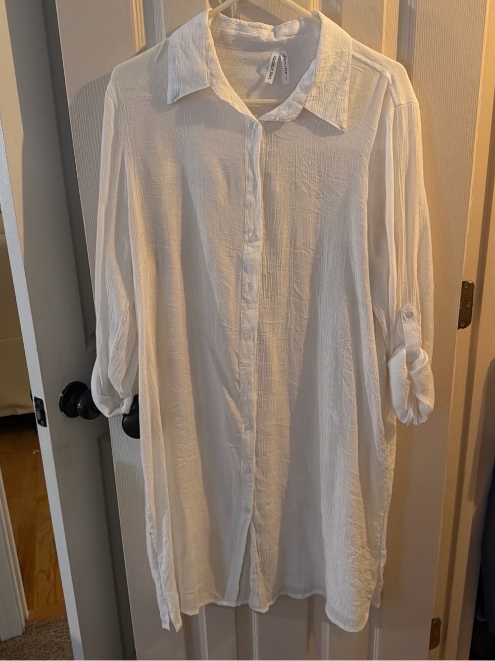 White Lightweight Button-Up Dress